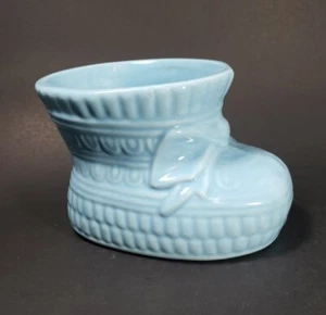 Vtg Rare Blue Haeger Pottery Baby Bootie Planter/Vase/Trinket Dish #359 - Picture 1 of 10