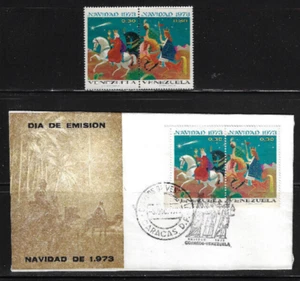 Venezuela: 1973; Scott 1055a, christmas set pair MNH + FDC, EBV590 - Picture 1 of 2