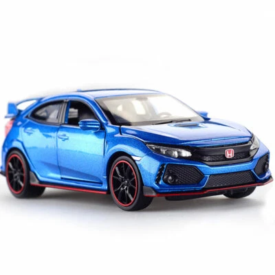 1:32 Honda Civic Type R Model Car Diecast Pull Back Toy Cars for Kids Toys Blue - Image 1 of 4