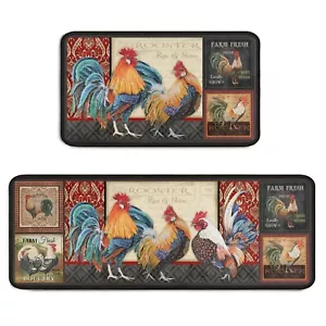 Rooster Kitchen Rug 2 Piece Set, Farmhouse Chicken Kitchen Mat, Home Decor Ki... - Picture 1 of 8
