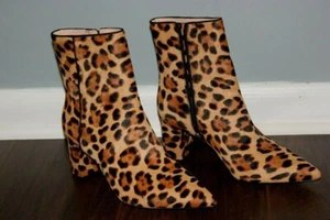 NWT J.Crew Pointed Toe Sadie Boots in Leopard Calf Hair Sz 8 Shoes AB113 $258 - Picture 1 of 7