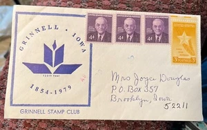 USA 1979 GRINNELL, IOWA STAMP CLUB ERSTTAGSBRIEF mit postfrischen Briefmarken - Bild 1 von 2