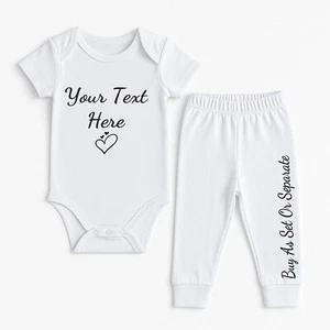 Set Gilet Personalizzato Nome Neonato Body Crescita Neonato Annuncio Rivela UK - Foto 1 di 17