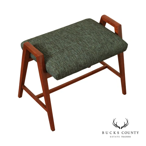 Killeen Mid Century Modern Walnut Vanity Bench Cover