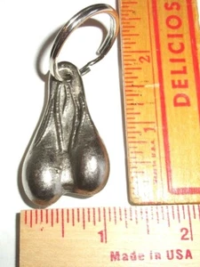 Silver Balls key ring novelty nuts testicles scrotum keychain biker collectible - Picture 1 of 2
