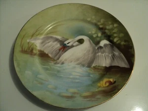 Antique B+H Limoges Swan Display Plate, 8 1/2 in, Blakeman + Henderson - Picture 1 of 2