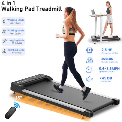 Cinta de correr portátil almohadilla para caminar 15% inclinación debajo del escritorio máquina de ejercicio para el hogar Foto 1 de 4