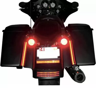Custom Dynamics Mega Plasma Rods LED Lights Pair 8" Red 2040-0818 Harley  A1 - Image 1 of 3