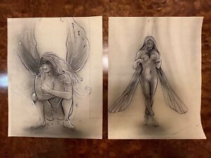 PAIRE de dessins Fairy Lady Risqué Tatouage Art