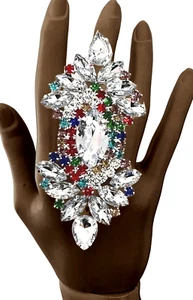 4,5" groß klar bunte Kristalle Strass verstellbar Aussage ist keine Ursache - Bild 1 von 3