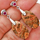 Natural Poppy Jasper & Ruby 925 Sterling Silver Earrings Jewelry E-1120