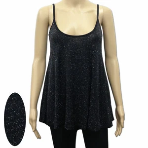 LADIES WOMENS LUREX GLITTER SPARKLY SEMI FITTED STRAPPY CAMI VEST PARTY TOP - Picture 1 of 1