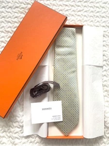 HERMES Neck Tie Yellow Silver Dot 100%Silk Made in France unused mint gift F/S - Picture 1 of 4