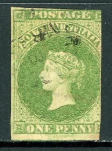 South Australia 1858 Queen Victoria Yel Grn Imperf Local Print SG #5a VFU H295 - Picture 1 of 6