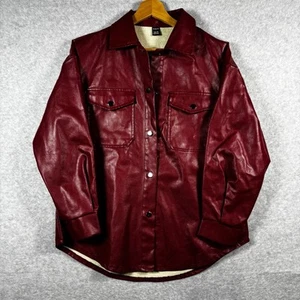 Shein rote Kunstlederjacke Damen Gr. XS zierlicher Knopf Druckknopf gebraucht - Bild 1 von 12