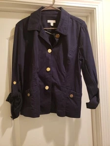 Charter Club Navy Jacket Women's Size Petite XL Roll Tab Sleeves Gold Buttons - Picture 1 of 10