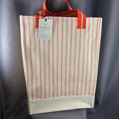 Hearth & Hand with Magnolia Canvas Tote Bag Striped Orange/White New - Image 1 of 4