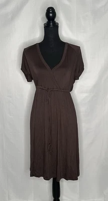 Nicole Miller New York Women's Brown V-Neck Tie Dress Size Large - Image 1 of 4