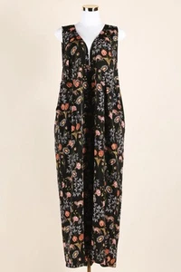Mono Negro Talla 4X Rosa Neón Gatos en el Jardín Espalda Abierta Estampado Floral Usado en Excelente Condición - Imagen 1 de 6