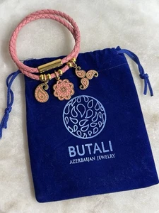 Bracciale Charm Pelle Rosa Butali Girocollo Boho Convertibile, Azerbaigiano Fatto a Mano - Foto 1 di 9