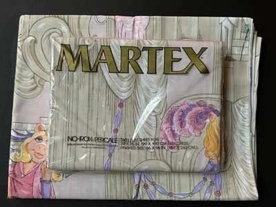 2 NEW Martex KERMIT Pig Follies Miss PIGGY TWIN Flat SHEETS Vintage The MUPPETS - Image 1 of 4
