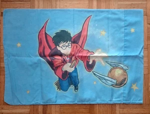Harry Potter Quidditch Golden Snitch Blue Double Sided Standard Size Pillowcase - Picture 1 of 4