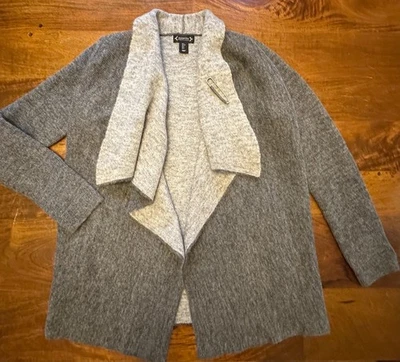 Nanette Lepore Gray Wool Waterfall Cascading Cardigan Sweater Jacket M L XL - Image 1 of 4