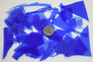 0114.04 - 1 OUNCE OPAQUE COBALT BLUE CONFETTI FLAKES BULLSEYE GLASS 90 COE - Picture 1 of 4