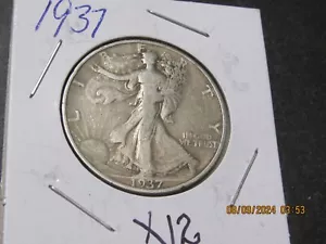 1937 90 % SILBER WALKING LIBERTY HALF DOLLAR USA #x 12 - Bild 1 von 3