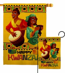Bandiera da giardino Joyful Kwanzaa storia nera decorativa piccolo regalo cortile casa striscione - Foto 1 di 17