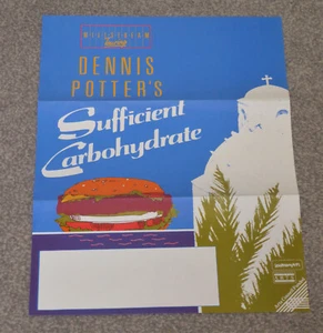 Dennis Potter *SUFFICIENT CARBOHYDRATE* Theatre Poster & Programme {Keating} VGC - Picture 1 of 2