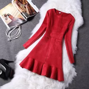 Lady Dress Long Sleeve Bodycon Pencil Party Bandage “Size M” Red-girl - Picture 1 of 1