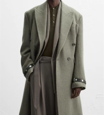 ZARA x NANUSHKA 100% Wool Coat MEDIUM green limited edition leather jacket M 40 - Image 1 of 4