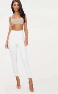 Pretty Little Thing White High Waisted Pleat Front Pants Size 12 Large L NWT - Picture 1 of 5