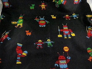 Blue with Robots Cotton Fabric Fun Zone by Hoffman 2 yards - Picture 1 of 4