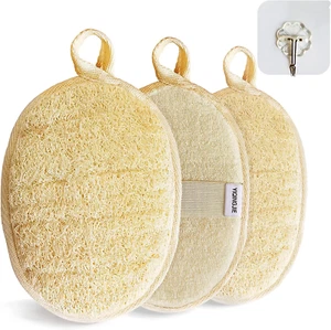 Natural Loofah Sponge Exfoliating Body Scrubber (3 Pack),Made with Eco-Friendly - Picture 1 of 12