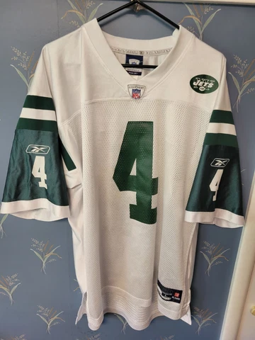 Brett Favre #4 New York Jets White Reebok NFL On Field  Jersey Mens Large L Cover