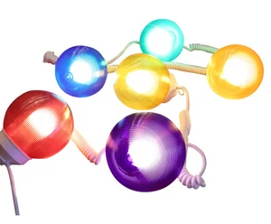 6 Globe Light Set Mixed Colors with White Cord 30 ft Outdoor String Lights - Picture 1 of 7