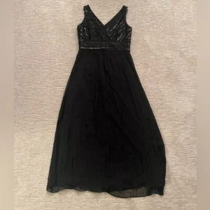 Calvin Klein Seide Chiffon Pailletten schwarz Kleid Dress Petite 10 - Bild 1 von 6