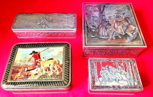 Group of Four Collectible HUNTING & COURTING Tin Containers - Boxes - Picture 1 of 16