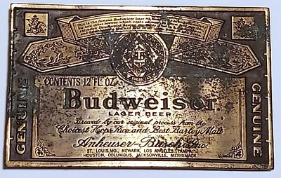 Cerveza Budweiser vintage años 70 Anheuser Busch hebilla de cinturón de latón vaquero Rockabilly Foto 1 de 2