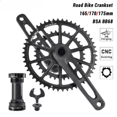 165/170/175mm Road Bike Crank Double Chainring 50-34T / 52-36T / 53-39T Crankset - Image 1 of 4