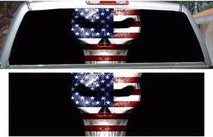 American Flag skull rear window view thru graphic film - Bild 1 von 2