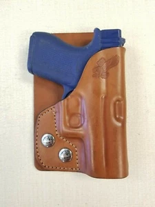 Braids Holsters LEFT HAND brown leather wallet & pocket holster choose gun  - Picture 1 of 5