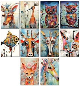 10 Assorted All Occasion Note Cards Blank Greeting Cards w/Envelopes Animals - Picture 1 of 2