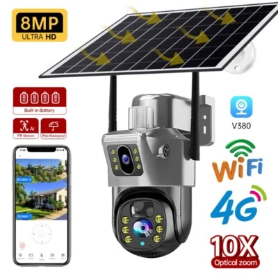 Cámara solar Wifi 4G doble lente exterior 4K 8MP visión nocturna CCTV cámaras de seguridad Foto 1 de 4