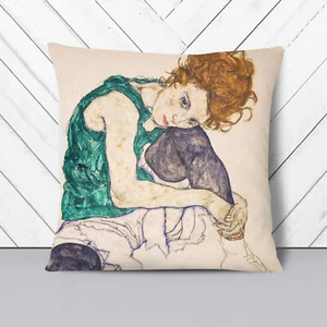 Plump Cushion Egon Schiele Seated Woman Scatter Throw Pillow Case Cover Filled - Picture 1 of 13