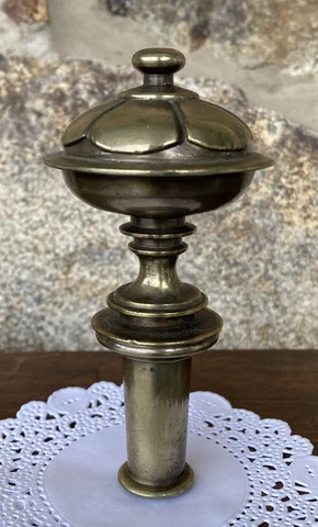 Vintage Brass Finial - Lamp, Clock - Heavy, Detailed - 3/8" Thread, 4 1/4" T Cover