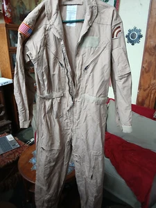 US Military Coveralls Flyers Summer Fire Resist CWU 27/P 44R Aramid Tan - Picture 1 of 12