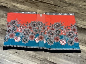 Catherines Multi Color Colorful Open Front Kimono Plus Size 0X/1X Teal Orange - Picture 1 of 4